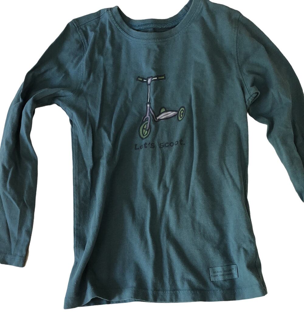 Life Is Good Teal Scooter Shirt size 4